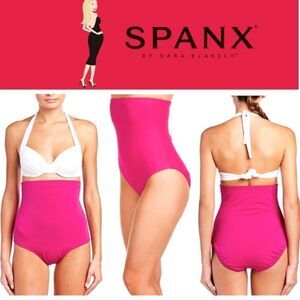 Spanx high rise swimsuit bottoms berry Fuschia purple pink Shapewear size 10